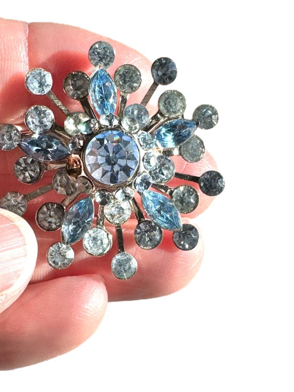 Blue Rhinestone Pin Starburst Vintage Coro